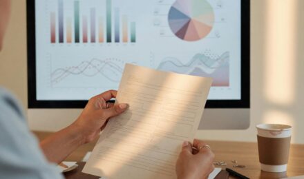 Abstract illustration of an AI system analyzing loan application data with a gavel and checkmark icon