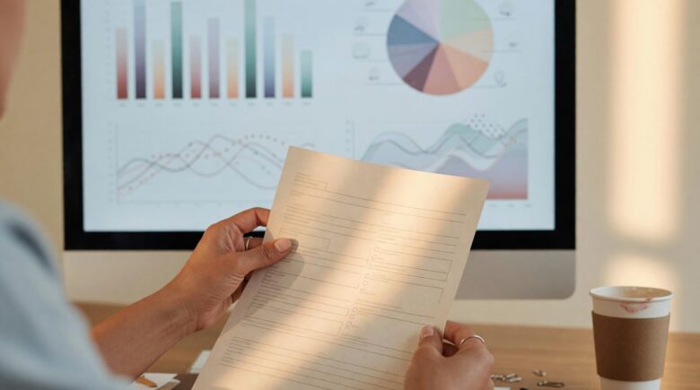 Abstract illustration of an AI system analyzing loan application data with a gavel and checkmark icon