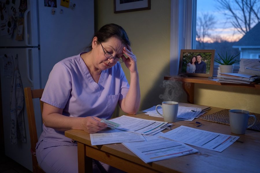 Nurse consulting with a financial planner about early retirement healthcare costs