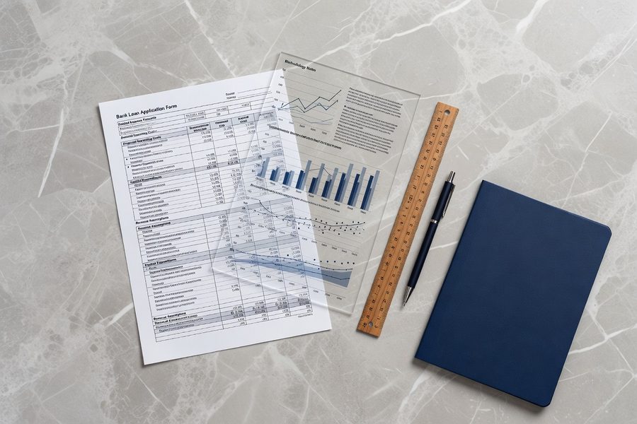 A small business owner reviews AI forecast assumptions on a laptop