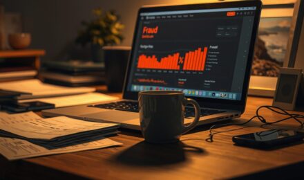 Dashboard showing AI fraud detection metrics and card-not-present fraud patterns in California