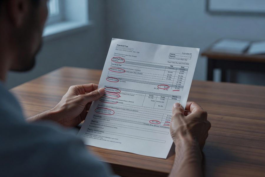 Breakdown of major U.S. bank fee categories