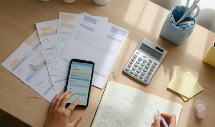 Freelancer using AI tax software on laptop to file taxes and find deductions
