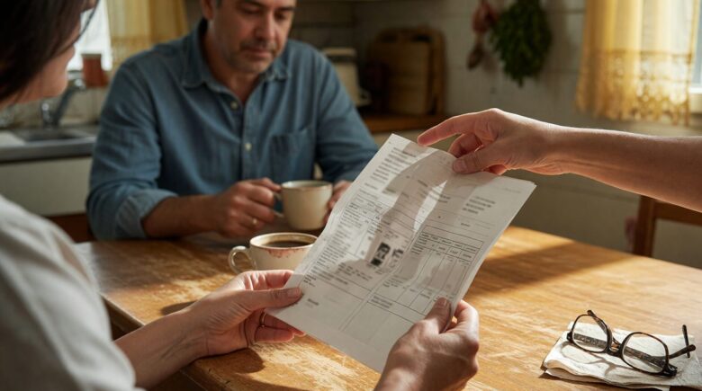 Couple discussing hidden finances and secret money accounts