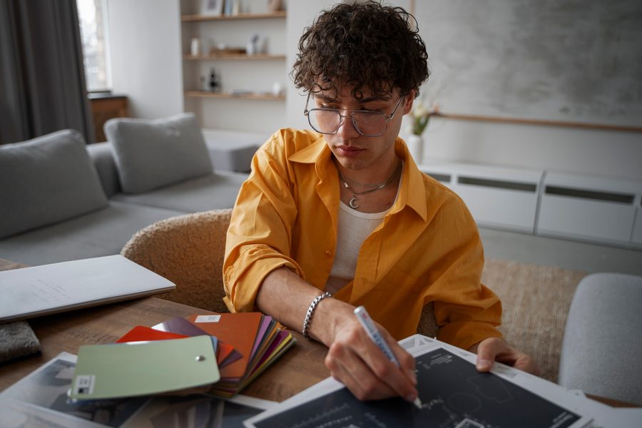 College student planning savings goals on laptop