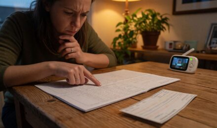 Parents reviewing household budget and finances at home