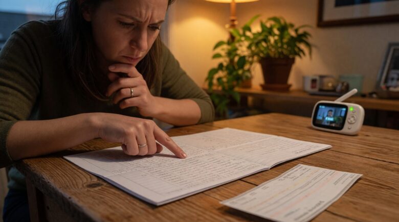 Parents reviewing household budget and finances at home