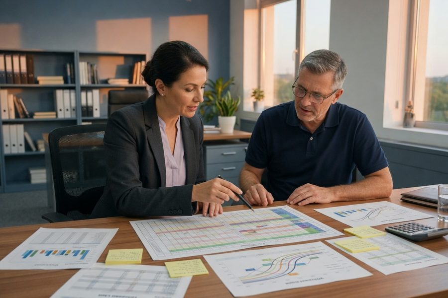 A checklist for retirement income planning without a pension, shown on a desk with a calculator