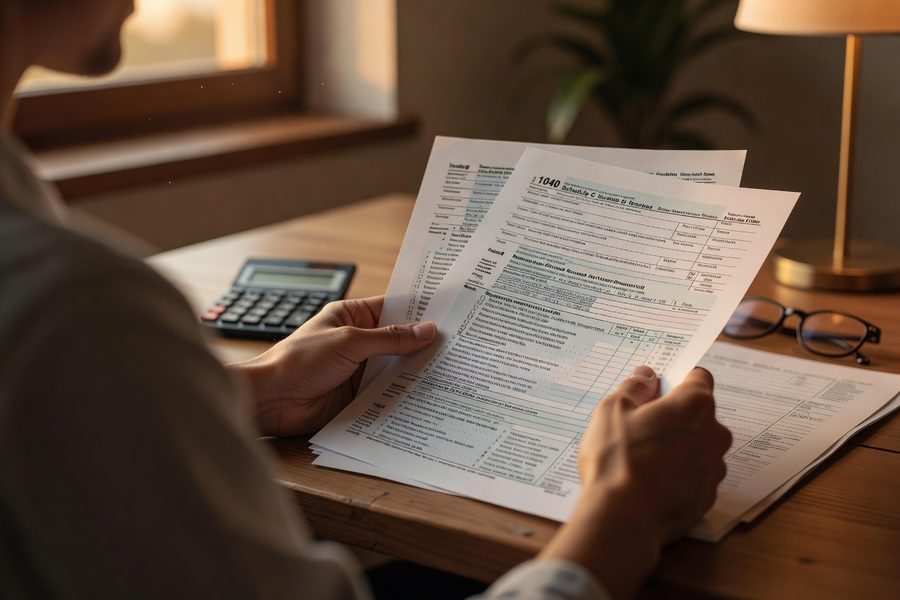 Pie chart splitting a gig worker's monthly income between taxes, retirement accounts, and living expenses