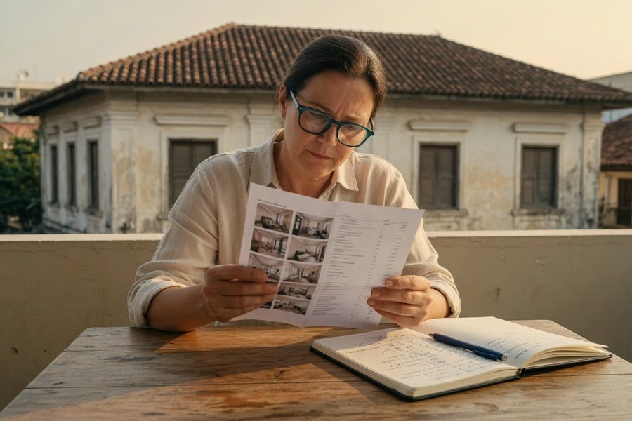 Rental apartment options for retirees in Mérida, Mexico, showing a bright unit with small pool.