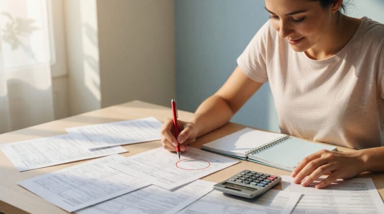 Person reviewing subscription charges on a laptop to identify billing waste