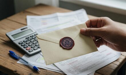 Person reviewing tax refund documents and financial planning options