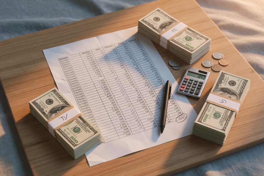 Graph showing debt reduction and savings growth over 90 days with zero-based budgeting